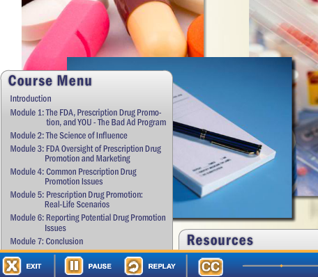 FDA course menu